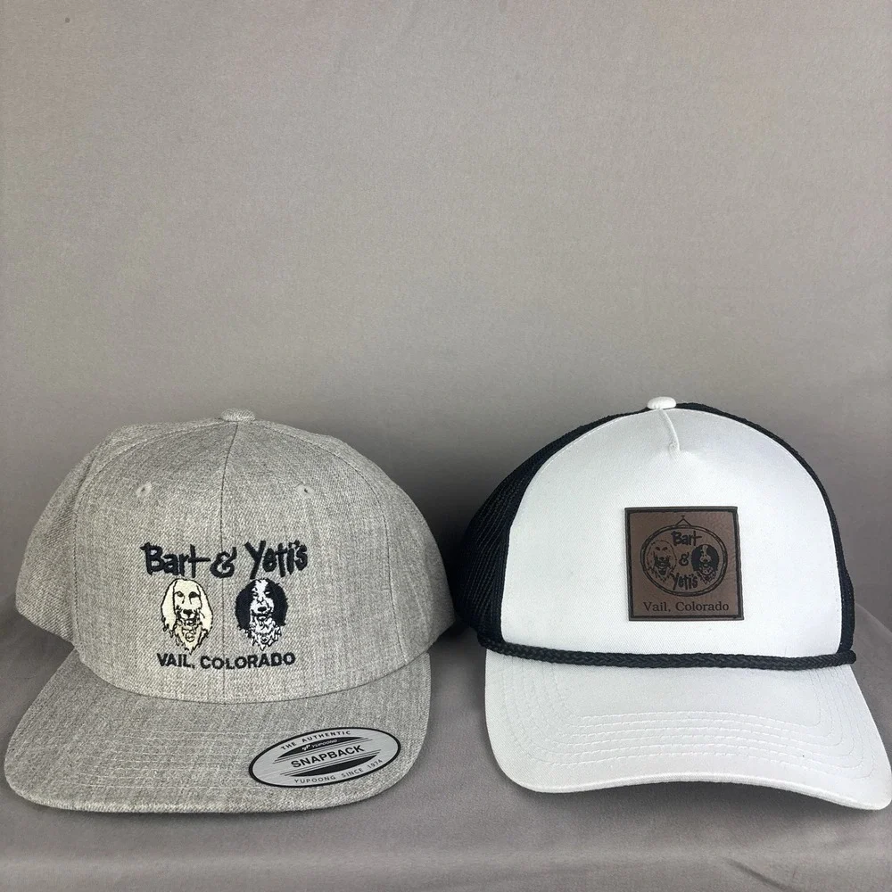 Lot of 2 Bart & Yeti's Pub Vail Colorado Ski Bar SnapBack Hats